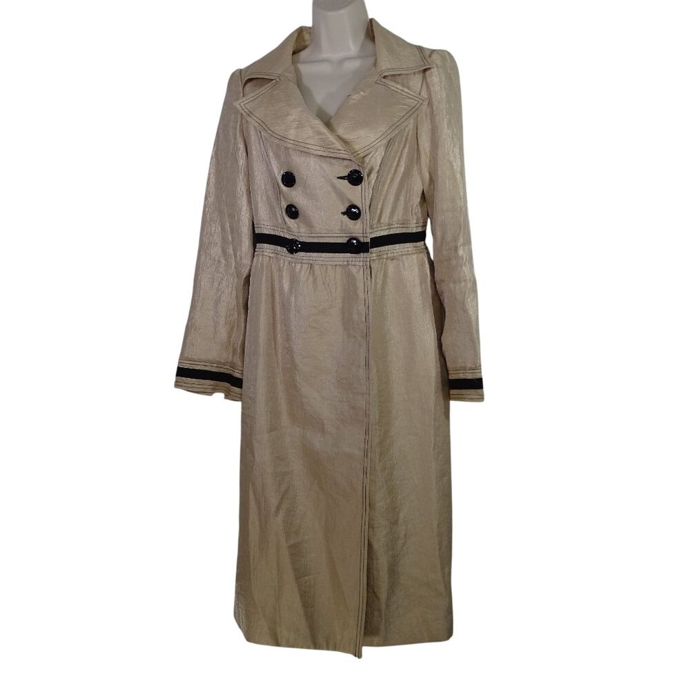 To The Max Gold Double Breasted Midi Dress Women Size S Pockets Collared